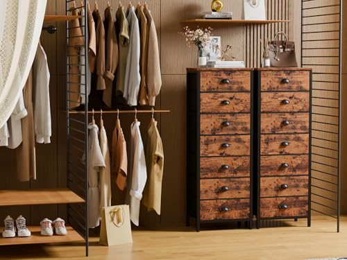 Dresser for Bedroom (Rustic Brown / 11.8"D x 15.8"W x 43.3"H (7 Drawers))