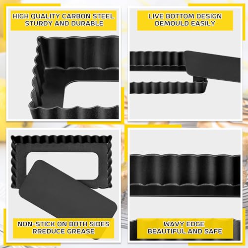 16 Pcs Mini Tart Pans for Baking (4.33 x 2.36 x 0.79 Inch (Rectangle) / Black Rectangle)