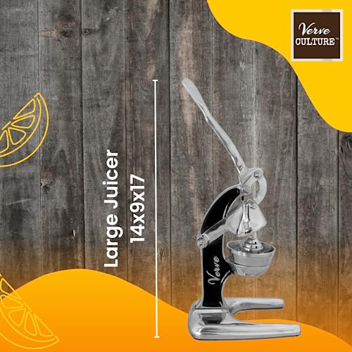 Artisan Cast Aluminum Professional Grade Manual Hand Press Juicer for Orange (Black)