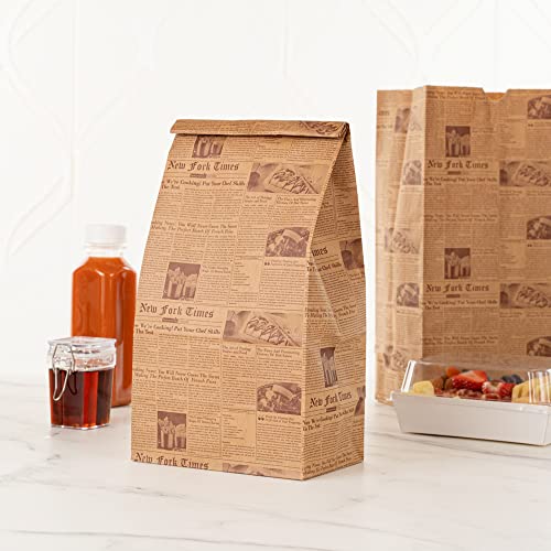 Bag Tek 8 Lb Disposable Lunch Bags 100 Sturdy Take Out Bags (8 lb / Kraft Newsprint)
