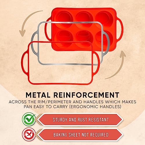 Silicone Jumbo Muffin Pan (Red / Jumbo (6 Cups))