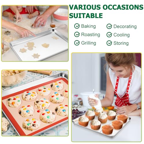 Stainless Steel Baking Sheet Pan with Rack & Mat