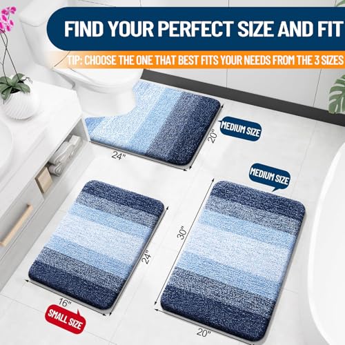 Small Bathroom Rugs 24x16 (24" X 16" / Navy)