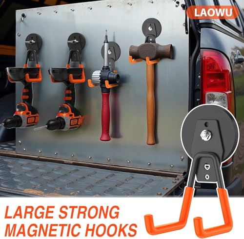 12 Pcs Magnetic Hooks Heavy Duty (2.6" Magnet-12 Pack-Orange)