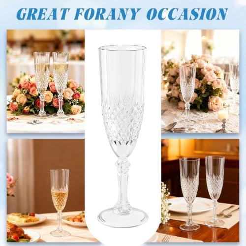 100 Pack Plastic Champagne Flutes (Transparent)