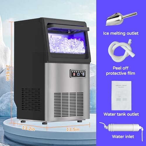 Commercial Nugget Ice Maker 80LB (80Lbs/24h -15Lbs storage / Nugget Ice Maker)