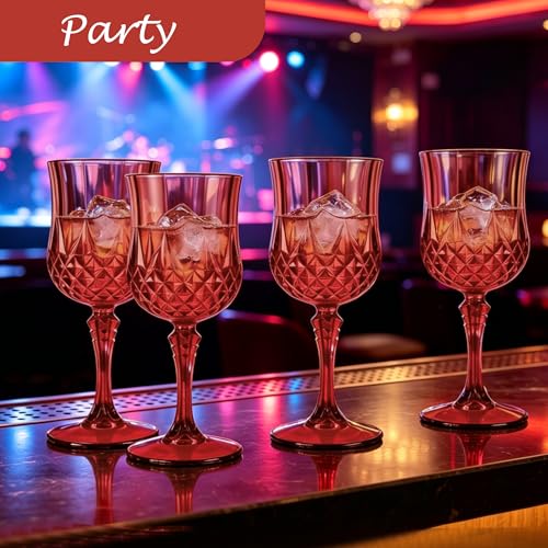 12Pack Plastic Wine Glasses (Scarlet Rose)