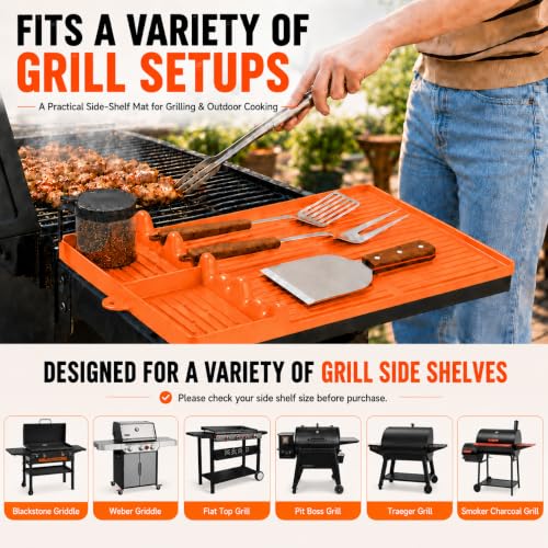 Silicone Griddle Tool Mat for Blackstone and Weber (Orange)