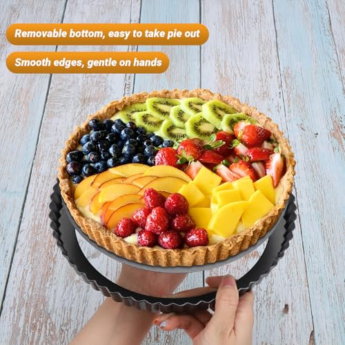 Tart Pan 9 Inch Removable Bottom (Black-Round-1 pack / 9 Inch)