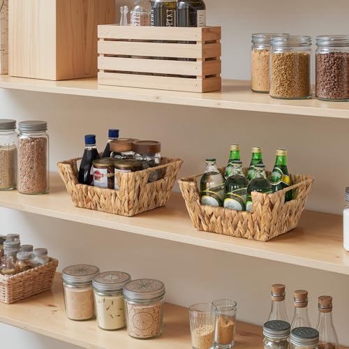 Wicker Storage Basket (Natural(Water Hyacinth) / 11 ½"L x 9 ½"W x 5"H)