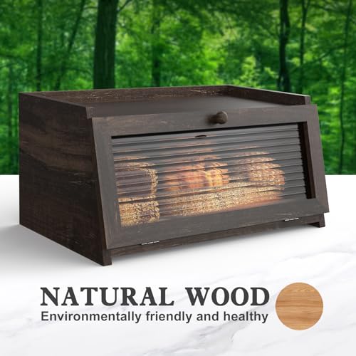 Bread Box for Kitchen Countertop (Weathered Charcoal / 1‑tier)