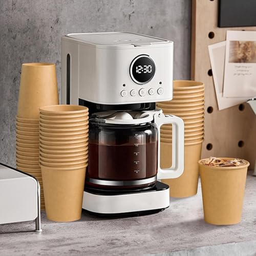 400 Pack 8 oz Paper Cups Brown Kraft Disposable Hot Coffee Cups (Brown / 8OZ-400PACK)