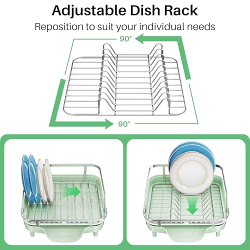 Expandable Dish Drying Rack for Kitchen Counter (Green)