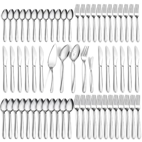 65 Piece Silverware Set with Serving Utensils (65Pcs)