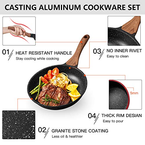 Nonstick Cookware Sets (Cream-8 Pcs Set)