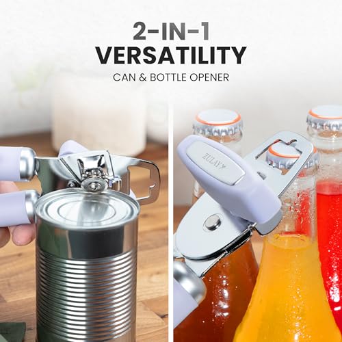 Manual Can Opener Heavy Duty Patented Stainless Steel (Spring Lilac / Comfy Grip)
