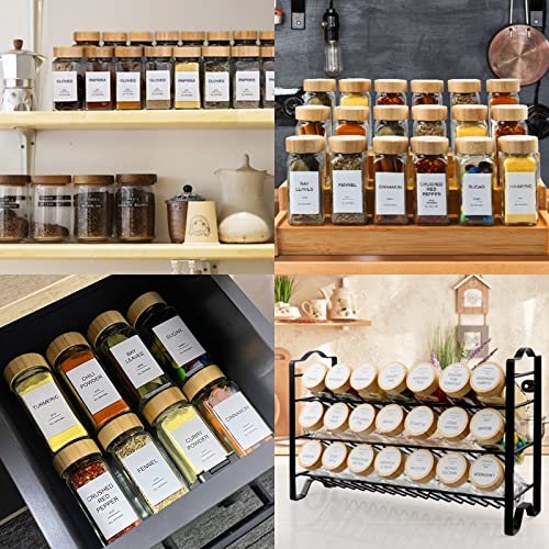 Glass Spice Jars with 398 Labels