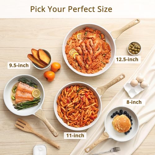 Nonstick Ceramic Frying Pan Skillet (12.5 Inch / White)