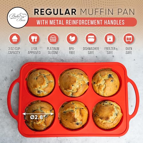 Silicone Muffin Pan (Red / Regular (6 Cups Pan))