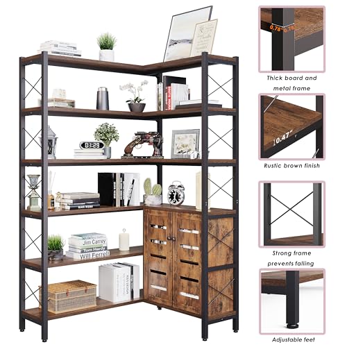 6 Shelf Corner Bookshelf (6 Count)