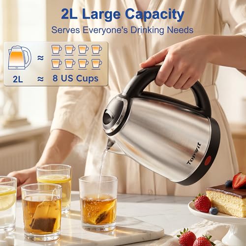 2.0L Stainless Steel Electric Kettle (2.1 Quarts / F(Stainless Steel-Silver))