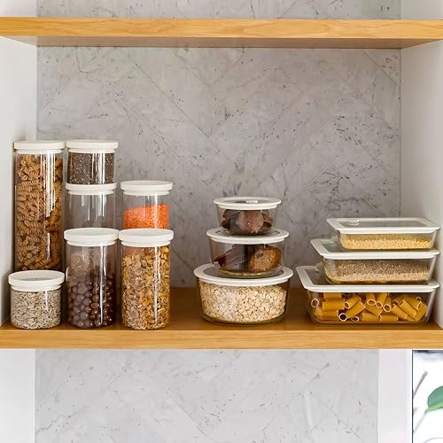 Glass Food Container Set with Silicone Glass Lid (White Sand-RT)