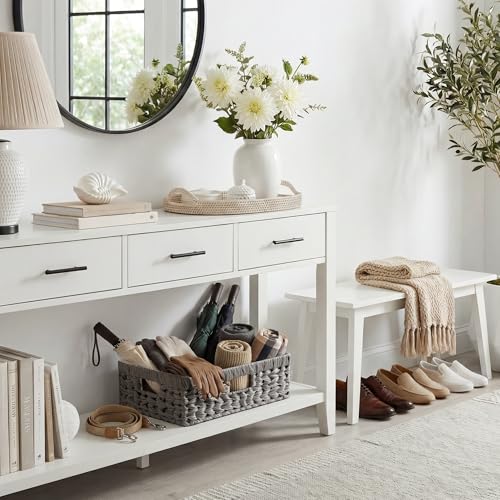 Wicker Storage Basket for Shelves (Gray / 15¼"L x 11¾"W x 4¾"H)