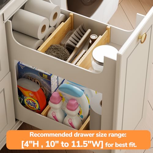 4" High Bamboo Drawer Dividers (Natural / 4''H, 10''-12.28''L)