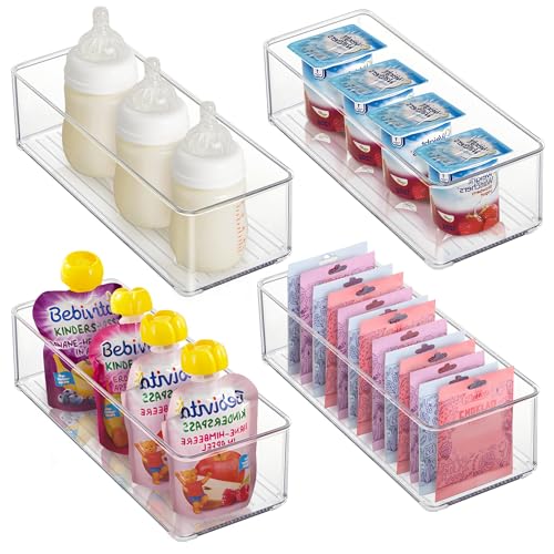 4 PACK Freezer Organizer Bins Clear Stackable Storage Bins for Fridge Organization and Storage (4 Count)