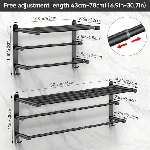Black Adjustable Towel Bar for Bathroom Wall Mount17