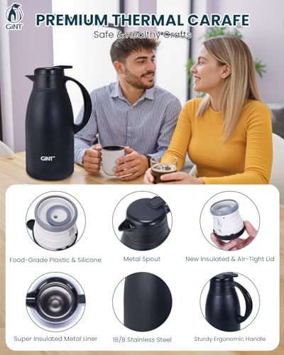 Stainless Steel Thermal Coffee Carafe (Black / 65 Ounces)