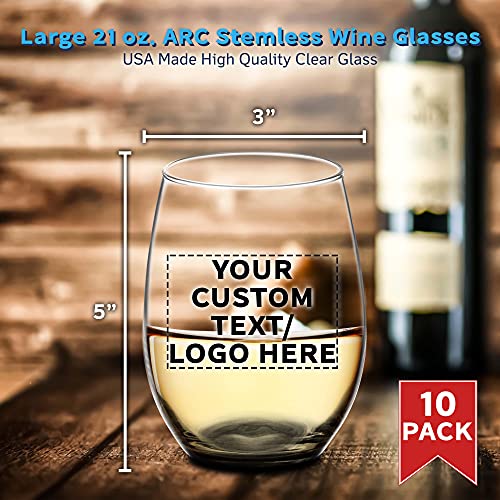 10 ARC Stemless Wine Glasses Set (10 Count)
