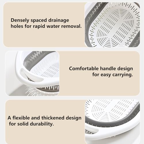 2 Pack Collapsible Silicone Colander Strainer (4L+4L / White and Blue)