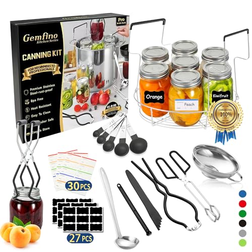 Canning Supplies Starter Kit with Canning Rack (11-Pcs Rack Set / Black)