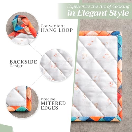 Pot Holders 100% Cotton Potholders (084 - Faisan D'automne / 8" x 8" (Pot Holder Pack of 2))
