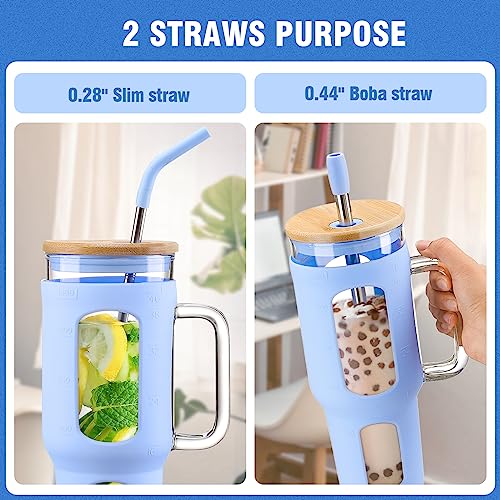 Glass Tumbler with Lid and Straw (Glacier / 46 Ounces)