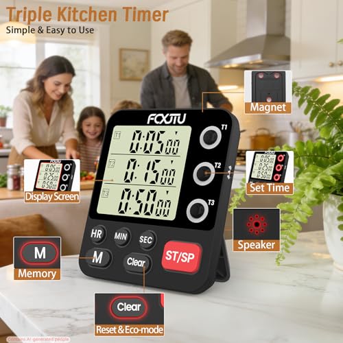 Digital Dual Kitchen Timer (YS318 Black)