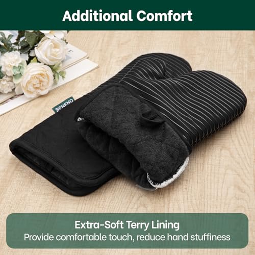 Heat Resistant 500°F Kitchen Oven Mitts 2 (Black)