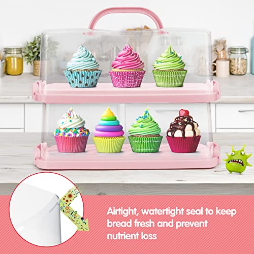 2 Pack Plastic Rectangular Bread Box with Clear Lid
