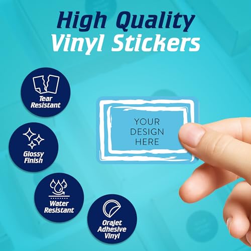 Custom Vinyl Stickers Your Image (Blue Swirls / 6x4)