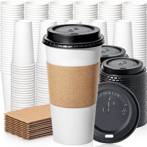 500 Pack 20 oz Disposable Coffee Cups with Lids (20 oz)