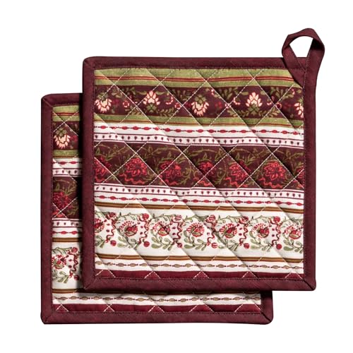 Pot Holders 100% Cotton Potholders (051 - Reveillon Au Jardin / 8" x 8" (Pot Holder Pack of 2))