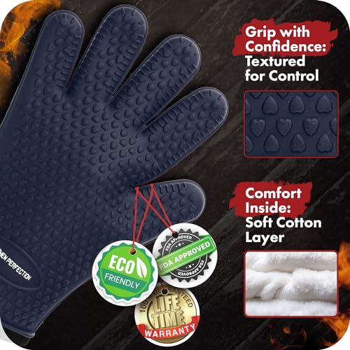 Silicone Smoker BBQ Gloves (Royal Blue / One Size Fits Most)