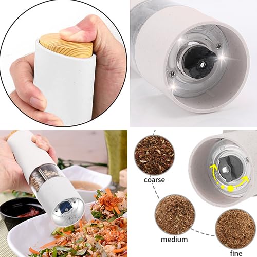 Electric Salt and Pepper Grinder Set (White)