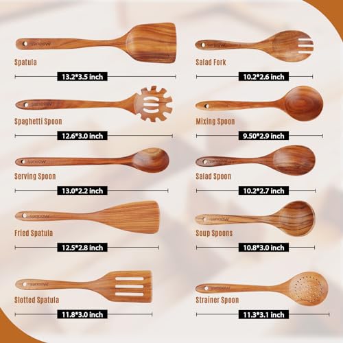 Wooden Spoons for Cooking (10 PCS Set)