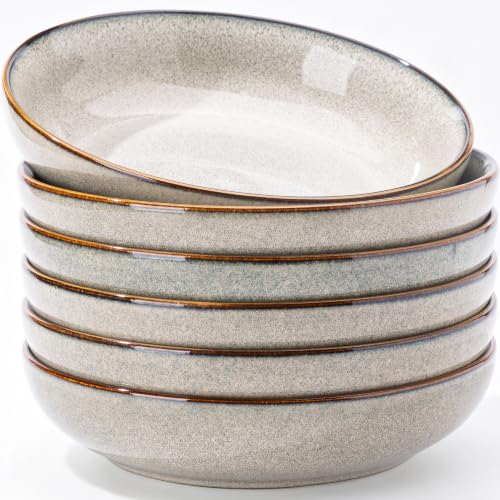8.5’’ Ceramic Pasta Bowls Set of 6 (Set of 6 / Green Wheat)