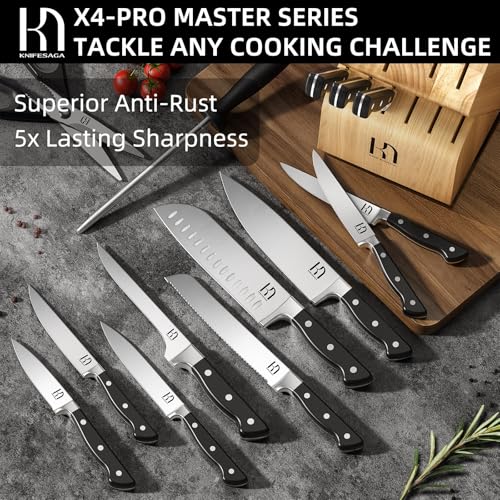 Japanese Knife Set with Sharpener (Natural Black)