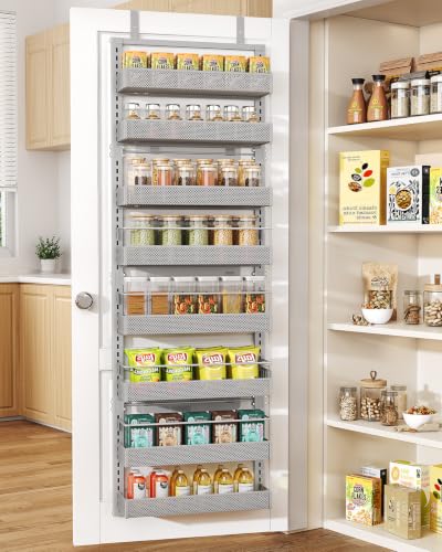 8 Tiers Over the Door Organizer (Grey / 17" W x 6" D x 69" H)