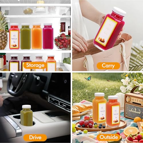 Juice Bottles With Caps 8 oz (8 Ounces)