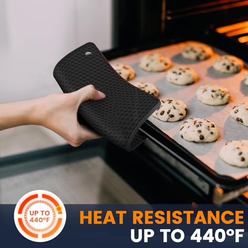 Silicone Trivet Mats 4 Heat Resistant Pot Holders Multipurpose Non (Black Hidden Blue)
